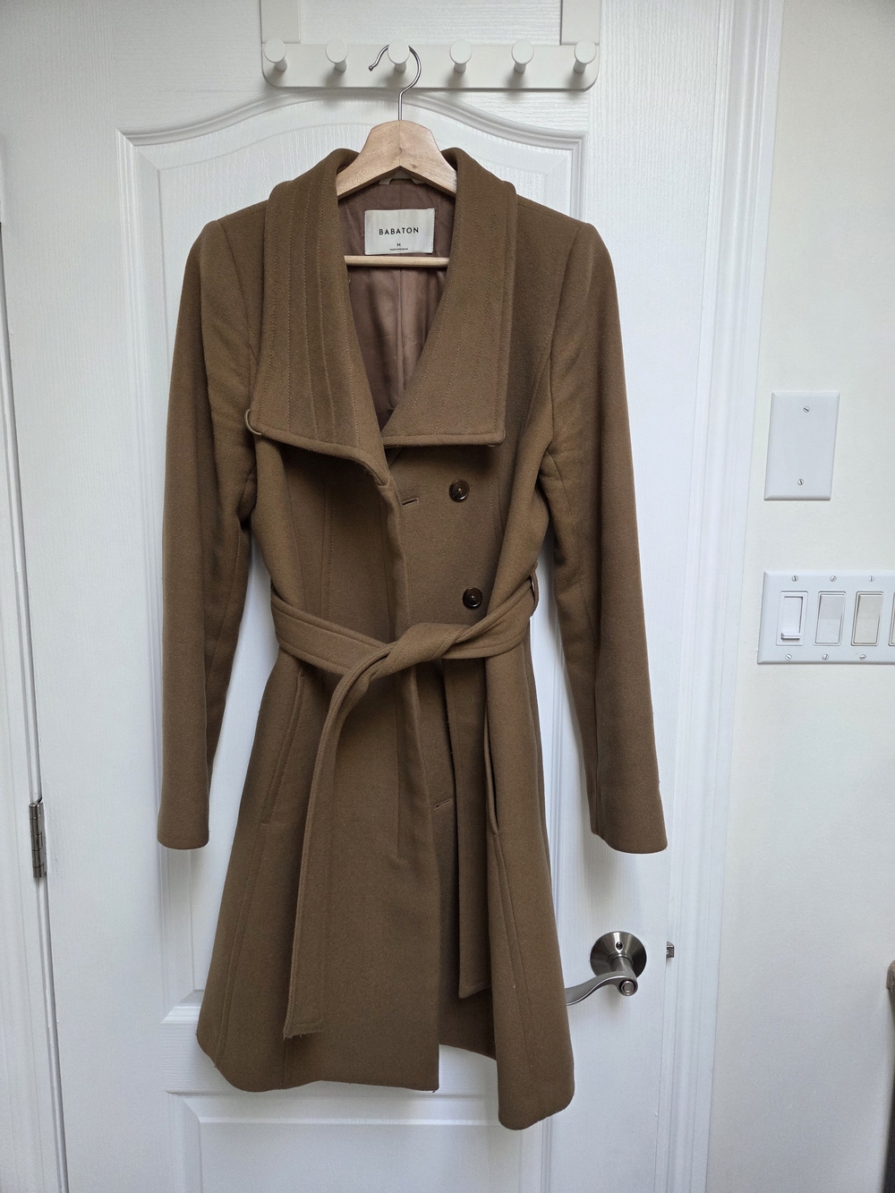 Babaton The Connor Camel Wrap-Belt Wool Coat